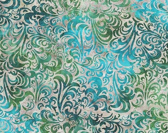 Twirl & Swirl Batik Quilting Cotton Fabric by the Yard, Coastal Shimmer Sewing Material, Riley Blake Designs Bluegrass Elementals Batiks