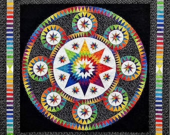 Patrón de colcha Estrellas de Luz, Paper Piecing de Becolourful Designs, de Jacqueline de Jonge. Incluye papeles base, Rueda de la Fortuna, BC035.
