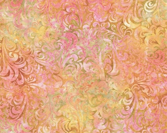 Twirl & Swirl Batik Quilting Cotton Fabric by the Yard, Fanfare Sewing Material, Riley Blake Gentler Hues Elementals Batiks cloth