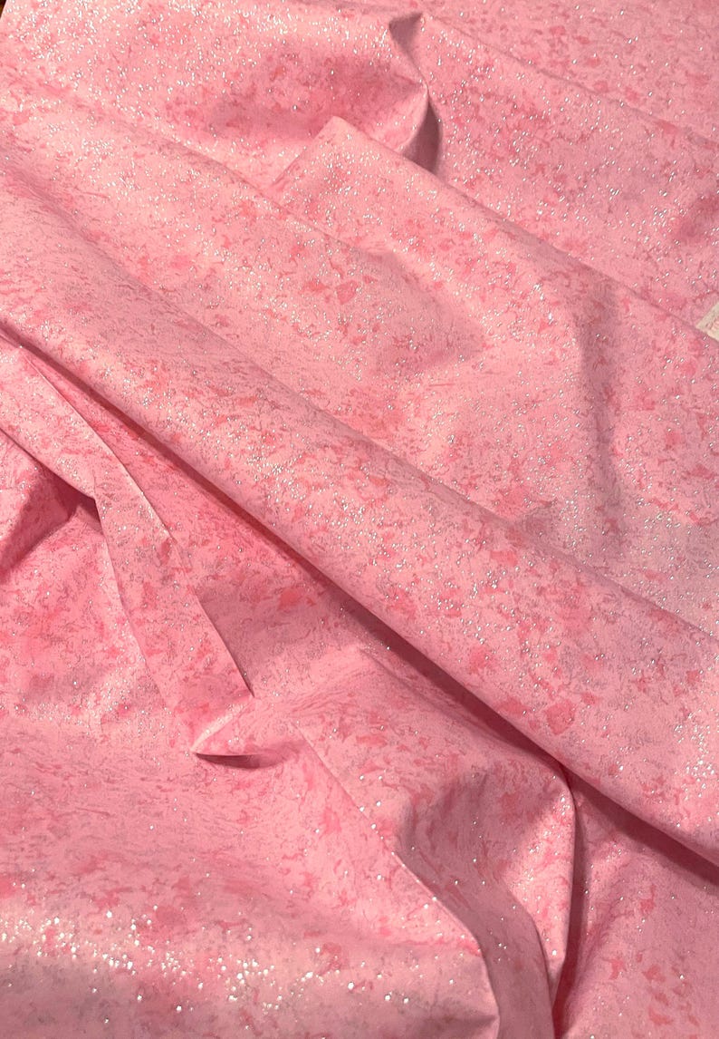 Fairy Frost Fabric Soft Pink Silver Glitter cotton sewing material by the yard and half-yard image 5