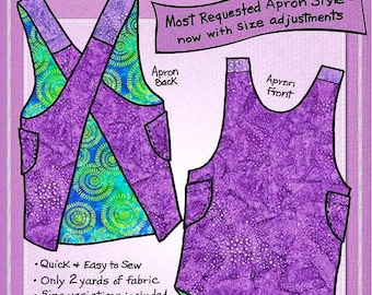 Crisscross Apron Pattern by Mary Mulari for Mary's Productions, easy sewing instruction booklet