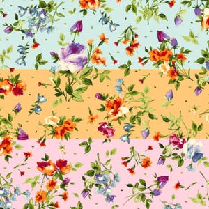 Bloom On Fabric Spaced Floral quilting cotton sewing material by the yard and half-yard