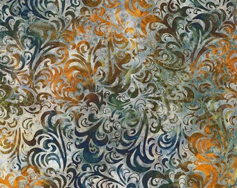 Twirl & Swirl Batik Quilting Cotton Fabric by the Yard, Steel Sapphire Sewing Material, Riley Blake Designs Bluegrass Elementals Batiks