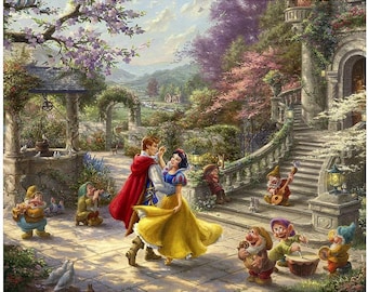 Disney Dreams Fabric Panel Snow White Dancing in Sunlight quilting cotton material, 36"x44"