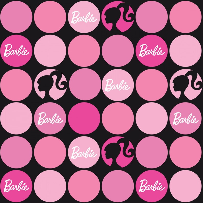 Barbie Polka Dots Black Fabric Barbie Mattel from Riley Blake | Etsy