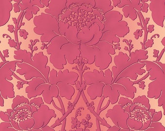 Flower Festival Fabric Rose Blush Garden Damask quilt cotton sewing material, Listed by the Yard and Half Yard continuous cut, Benartex