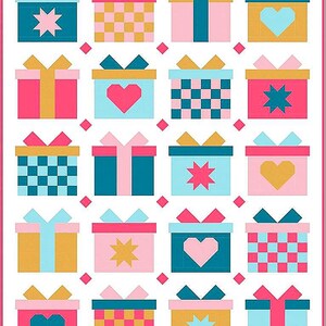 Santa's Gift Quilt Pattern by Satomi Quilts, Printed Booklet, Christmas Present Block, Beginner Throw Sewing Project, Holiday Patchwork