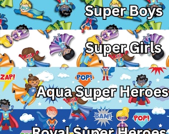 Tissu My Hero pour matelassage Super Kid Heroes en coton pour quilting par mètre et demi-mètre