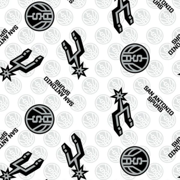 NBA Fabric San Antonio Spurs Basketball quilt cotton sewing material, Listed by the Yard and Half Yard continuous cut, Camelot Sports