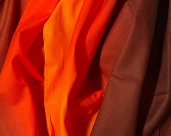 Ombre Fabrics, Shades Brick quilt cotton by the yard and half-yard, Kinkame quilting cottons, orange brown sewing material, Clothworks