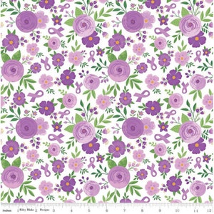 Strength in Lavender Fabric White Floral quilt cotton sewing material, Listed by the Yard and Half Yard continuous cut, Riley Blake Designs image 5