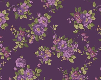 Anne of Green Gables Fabric Plum Main quilt cotton floral sewing material, Listed by the Yard and Half Yard continuous cut, Riley Blake