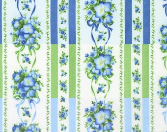 Floral Fabric, Flowerhouse Sara Stripes quilting cotton sewing material by the yard and half-yard