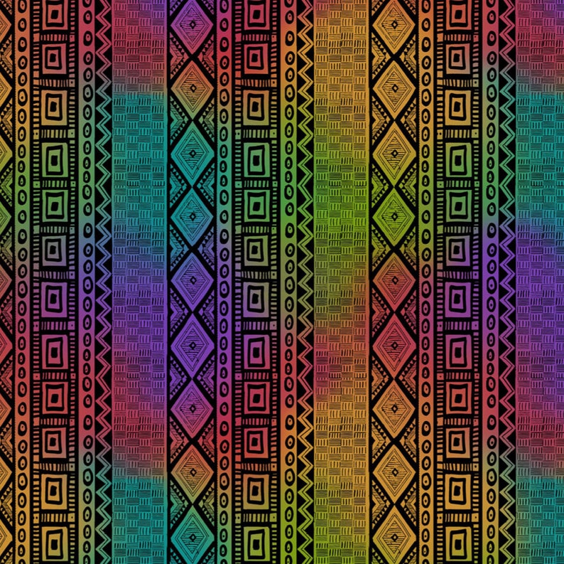 Spice Market Fabric Collection Multi Ombre Stripe Fabric from Sykel Enterprises Priced by the Half Yard Cut from the Bolt