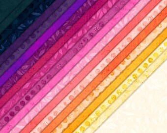 Solar Flare Fundamentals Charm Pack, Rainbow Precut Squares, Colorful Quilt Bundle, White Owl Textiles Cotton Quilting Fabric, 5" stacker