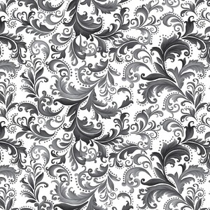 Floral Fabric, Scarlets Treasure White Scrolls quilt cotton fabric by the yard and half-yard, quilting cottons, Henry Glass sewing materials