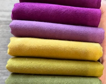 Lot Fat Quarter en cerisier, matériel de couture en coton pour courtepointe Danbury Plum, 8 cotons teints à la main