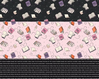 Spooky Schoolhouse Fabric, Spellbooks and Spells quilting cotton sewing material by the yard and half-yard