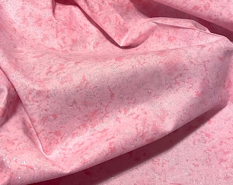 Fairy Frost Fabric Soft Pink Silver Glitter cotton sewing material by the yard and half-yard