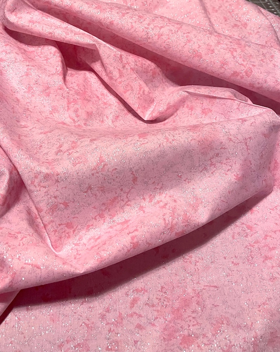 Fairy Frost Fabric Soft Pink Silver Glitter cotton sewing material by the yard and half-yard