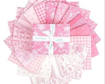 Fat Quarter Fabric Bundle, Sweet Pink quilting cotton sewing material, 18 pieces