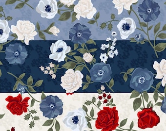Floral Fabrics, Sabrina Fresh Cut quilt cotton fabric by the yard and half-yard, sewing material
