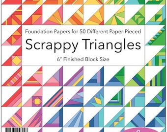6" Scrappy Triangle Foundation Pad, 50 Different Pre-Printed Foundations for Paper Piecing