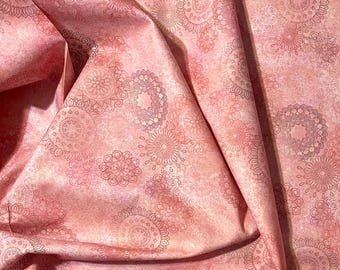 Operetta Fabric Pink Lace Flowers quilt cotton sewing material by the yard and half-yard