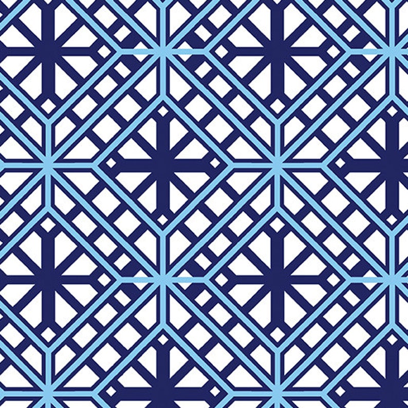 Listed by the Half Yard Citron Twist Fabric Collection Blue Geo Trellis Fabric by Maria Kalinowski for Kanvas Studios at Benartex