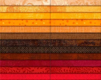 Jelly Roll Fabric Bundle, Autumn-atic 40 Karat Essential Gems Quilting Cotton, 40 strips