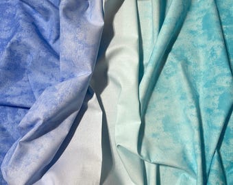 Ombre Fabric, Chalk Blue Royal quilting cotton sewing material by the yard and half-yard