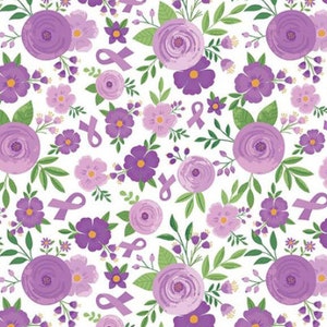 Strength in Lavender Fabric White Floral quilt cotton sewing material, Listed by the Yard and Half Yard continuous cut, Riley Blake Designs image 9