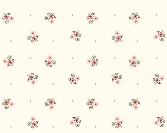Christmas Fabrics, Peppermint & Pine Multi Floral Scatter quilting cotton fabric, Marcus sewing material, holiday craft, Lamb Farm Designs