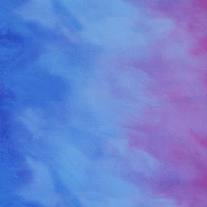 May include: Abstract background with a blend of blue and pink hues. The colors merge and swirl, creating a soft, textured effect reminiscent of watercolor or airbrush art. The overall aesthetic is dreamy and artistic.