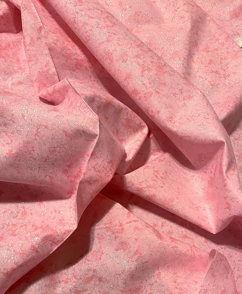 Fairy Frost Fabric Soft Pink Silver Glitter cotton sewing material by the yard and half-yard image 7