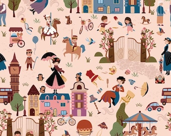 Mary Poppins Fabric Spoonful of Sugar Cherry Tree Lane quilting cotton by the yard/half-yard