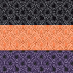 Halloween Fabric by the Yard, Spooky Schoolhouse Damask Quilting Cotton Fabrics, Riley Blake tonal sewing material, witchy gothic bat cloth