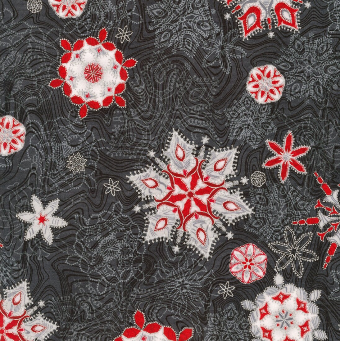 Holiday Flourish 11 Fabric Collection Ebony Snowflake Fabric