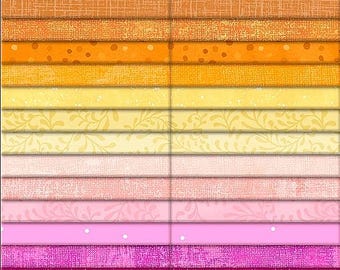 Jelly Roll Fabric Bundle, Hawaiian Sky quilting cotton fabrics, 40 - 2.5" strips Karat Essential Gems Pack, Wilmington quilt precuts kit