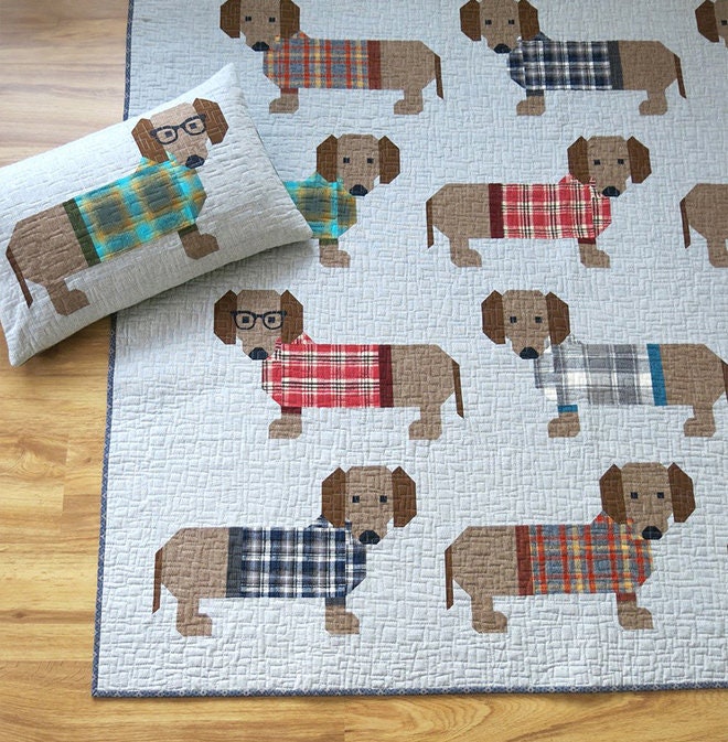 Dogs in Sweaters Quilt Pattern by Elizabeth Hartman From Oh Etsy
