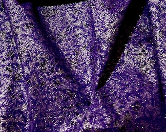 Tissu en coton pour courtepointe Fairy Frost, violet foncé, argent pailleté, par mètre et demi-mètre