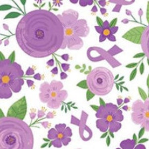 Strength in Lavender Fabric White Floral quilt cotton sewing material, Listed by the Yard and Half Yard continuous cut, Riley Blake Designs image 8