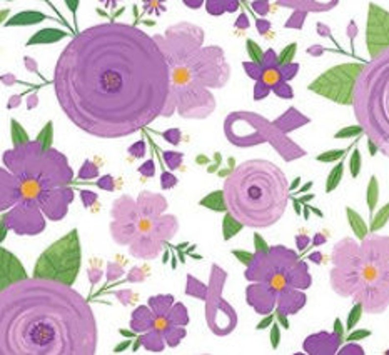 Strength in Lavender Fabric White Floral quilt cotton sewing material, Listed by the Yard and Half Yard continuous cut, Riley Blake Designs image 8
