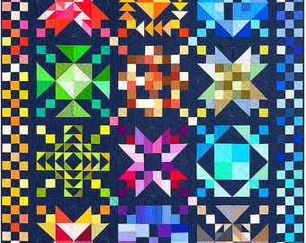 Quilt Pattern, KONA 2026 BOM Color Patchwork Party Card Set, sewing instructions