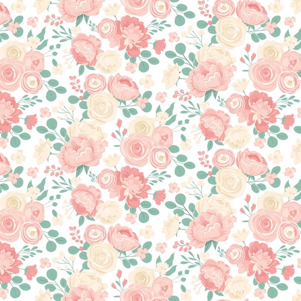 At First Sight Fabric Cream Main quilt cotton floral sewing material, Listed by the Half Yard continuous cut, Dani Mogstad for Riley Blake