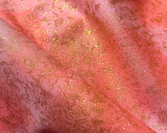 Tissu en coton pour courtepointe Fairy Frost, or rose, paillettes, par mètre et demi-mètre
