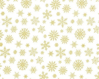 Deer Festival Fabric Gold Falling Flakes Metallic quilt cotton sewing material, Listed  by the Half Yard continuous cut, Jackie Robinson