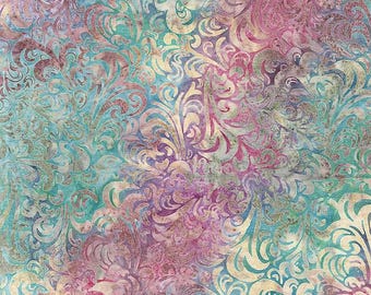 Twirl & Swirl Batik Quilting Cotton Fabric by the Yard, Winter Mint Sewing Material, Riley Blake Gentler Hues Elementals Batiks cloth