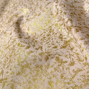 Fairy Frost Fabric Twinkle Gold Glitter on white quilt cotton sewing material, Listed by Yard and Half Yard continuous cut, Michael Miller