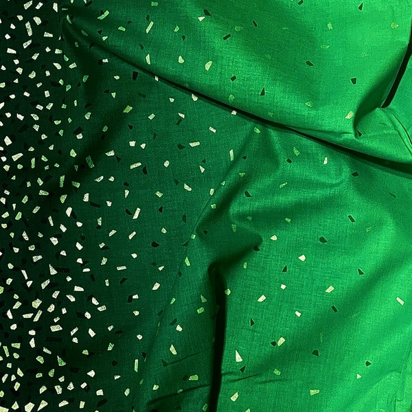 Snippets 2 Fabric Emerald Ombre Pearlescent quilt cotton sewing material, Listed by the Half Yard continuous cut, Chelsea Design Studio E